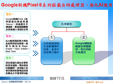 Google新机Pixel 6系列搭载自研处理器，强化AI应用