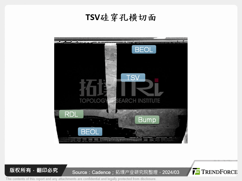 TSV矽穿孔横切面