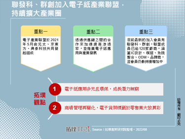 联发科、群创加入电子纸产业联盟，持续扩大产业圈