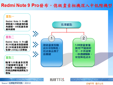 Redmi Note 9 Pro发布，亿级画素相机深入中低阶机型
